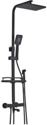  Zuhanyoszlop, Blackswan, M173 típus, állítható fekete modell, termosztáttal, nyomózuhannyal és mozgatható csapteleppel, 120 cm
