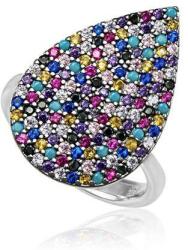 Ezüst Csepp Gyűrű - Színes Cirkon - 15x23 mm