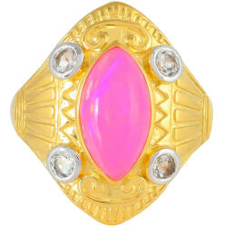  Neon Pink Opál Gyűrű - Aranyozott Ezüst - PCY10026
