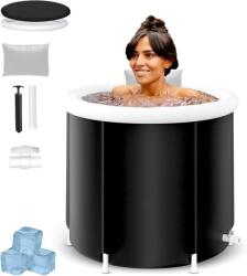 PREMIUM felfújható fürdőkád gyerekeknek, felnőtteknek, családi, hordozható, hideg-meleg vízre alkalmas, SPA kezelésre alkalmas, több lefolyóval, pumpával és tartozékokkal, 5 cm x 85 cm, feket