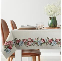  Gobelin terítő zsenília fonalból piros és kék virágokkal Natúr 140x180 cm