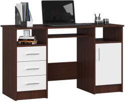 AKORD Számítógépasztal, fiókkal és polccal P52_124 - wenge/fehér