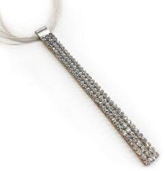 Swarovski Kristály Nyaklánc - Organza Szalag - Fehér - 3 Soros