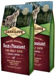 CARNILOVE Cat Adult Duck & Pheasant Hairball Control - Kacsa és Fácán Hússal 2x6kg - pepita