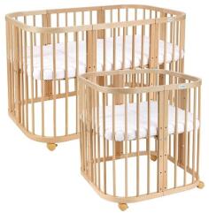  7in1 babaágy fa színben