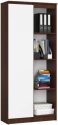 AKORD CLP Wenge-Fehér Polc Rendszer - 180x80 cm, 1 Ajtó, 8 Polc, Laminált lap, Modern Matt kivitel, Összeszerelhető Bútor (1847)