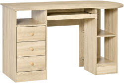 HomCom Íróasztal, fiókos-polcos, Natúr, 125x60x74