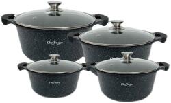 Cheffinger 4 db-os Edénykészlet fedővel CF-DCS05M, márvány bevonat, 20-24-28-32cm/2L-3.5L-5.7L-8.6L, tapadásmentes