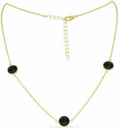  Arannyal Bevont Ezüst Nyaklánc Fekete Spinellel, Y59301