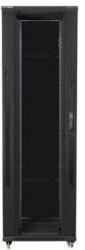 Lanberg FF01-8242-12B 19" 42U SZÉL: 800mm MÉLY: 1200mm MAG: 2047mm lapraszerelt üvegajtós fekete rack szekrény - pepita