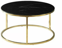 Signal Sabine Luxury Kerek Dohányzóasztal Edzett Üveg Fekete Márvány Arany Vázzal (SABINECZMAZL)