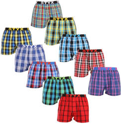 Styx 10PACK férfi bő szárú boxeralsók Styx sportos gumipánt többszínű (10B103140) M