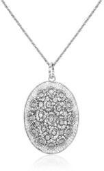  Ezüst Nyaklánc - Áttört Ovális Medál - Ródium Bevonat - 4x3cm