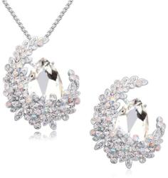 Swarovski Kristály Nyaklánc és Bros Szett - Fehér - 80cm