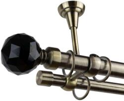 Cristal Noir - Dupla Függönyrúd - Antik Arany - 360 cm