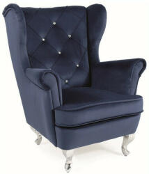 SIGNAL MEBLE Lili Bluvel Királyi Kék Bársony Gyermekfotel Ezüst Lábakkal (LILIVGRS)