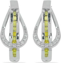  Ezüst Fülbevaló - Sárga Gyémánt, Fehér Cirkon - 21x6.25 mm
