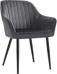 SONGMICS bársony kárpitozott nappali szék karfával, teherbírása 110 kg, 63x60x85 cm, szürke