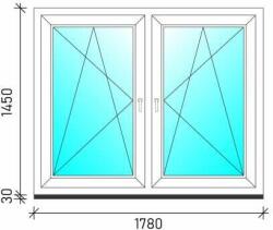  180×150 Tokosztott nyb/nyb műanyag ablak