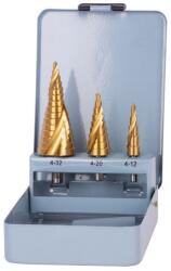 Strend Pro Lépcsős fúrókészlet Strend Pro SS422, 4-12, 4-20, 4-32 mm, TiN, HSS 4241 spirál, fémhez