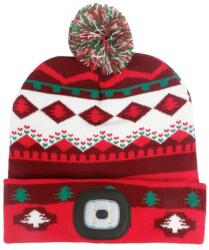 Strend Pro Sapka Strend Pro X-mas, piros-barna, L, 4x SMD LED, USB töltés