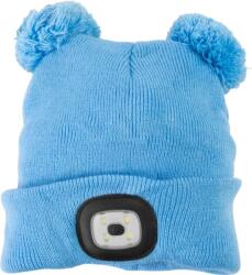 Strend Pro Sapka Strend Pro, gyerek kék M, bojtos, 4x SMD LED, USB töltés