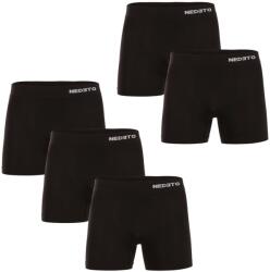 Nedeto 5PACK Férfi boxeralsó Nedeto varrás nélküli bambusz fekete (5NDTB001S) L