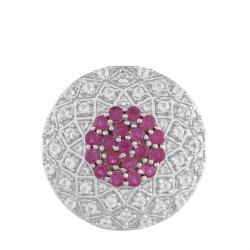  Ezüst Gyűrű Thai Rubinnal és Fehér Topázzal, PCY10989/54