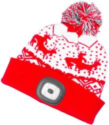  Sapka Strend Pro X-mas, gyerek piros M, 4x SMD LED, USB töltés