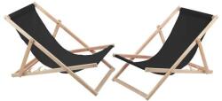 Woodok fekete bükkfa napozóágy szett - 2 db
