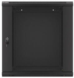 Lanberg 19" 12U Fali Rack Szekrény - 600x600mm, Üvegajtós, Fekete