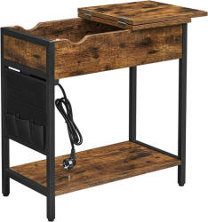 VASAGLE Oldalasztal - Elektromos Csatlakozókkal - 60x60 cm