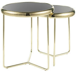 Signal Scarlet II Luxus Kerek Edzett Üveg Dohányzóasztal Szett Fekete-Arany (SCARLETIICZL)