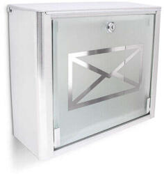  Premium Rozsdamentes Acél Postaláda - Üveg - 35, 5x14x30, 5cm