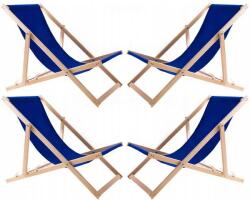  4 db kék bükkfa, 3 fokozatú dönthető kerti napozóágy-készlet (ANN-CEN-90848)