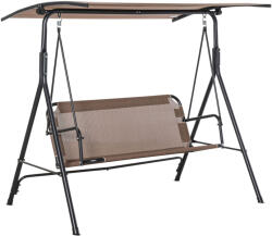  Hintaágy, Outsunny, 3 férőhelyes, 172x110x155cm, Összecsukható napellenző, Fém/poliészter/textil, Barna