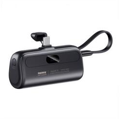 REMAX CAPSULE vésztöltő Type-C aljzat (5000mAh, 20W, LED kijelző + fix Type-C kábel) FEKETE RPP-76 (RPP-76)