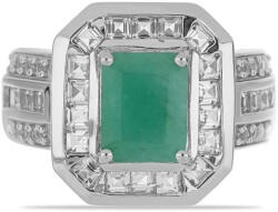  Ezüst Gyűrű Brazil Smaragddal és Fehér Topázzal, Y55305/54