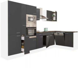 Leziter Yorki 370 sarok konyhablokk fehér korpusz, selyemfényű antracit fronttal polcos szekrénnyel (LS370FHAN-PSZ)