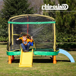 Chipolino Playground Trambulin 200 cm csúszdával, létrával, Zöld - pepita - 101 990 Ft