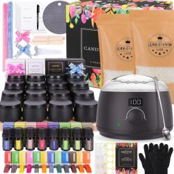  Komplett készlet illatos szójagyertyák készítéséhez, 16 tartály, elektromos viaszolvasztó, fekete