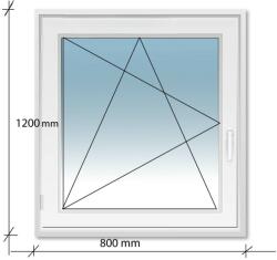 Decco 80x120 Bukó - Nyíló műanyag ablak Decco 71 profil 2 retegű üvegezés
