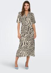 Jacqueline de Yong JdY, Hosszú mintás ingruha megkötővel a derékrészén, Fekete, Bézs, XS (15320702-TAPIOCA-BLACK-ZEBRA-XS)