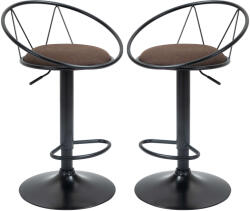 Homcom 2 db bárszék, forgók, lábtartó, állítható magasság, 51x46x78-100cm, barna