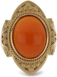  Vörös Kalcedon Aranyozott Ezüst Gyűrű - 8, 34 Karát