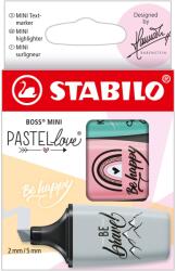 STABILO Textmarker Stabilo Boss mini Pastellove, 3 szín / készlet, türkiz, rózsaszín, szürke, karton tok (SW070349)