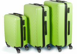 Bewello utazó bőrönd 3 részes merevfalú bőrönd szett - zöld - 2x nagy, 1x kicsi (76+72+55cm) ABS++ bw3042 (bw3042)
