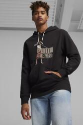 PUMA Puma, Logómintás kapucnis pulóver kenguruzsebbel, Fekete, 2XL (624666-01-XXL)