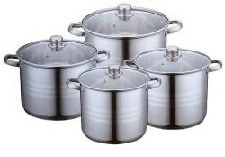  8 db PRO-8401-es készlet, rozsdamentes acél sekély serpenyők fedővel, 3 rétegű, 22-24-26-28cm/7.2-9-11.1-13.5L