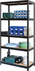 Premiumshelf Fémpolc 5 Fa Polccal Porszórt Fekete 180x90x45cm Teherbírás: 275kg/polc összteherbírás: 1375kg